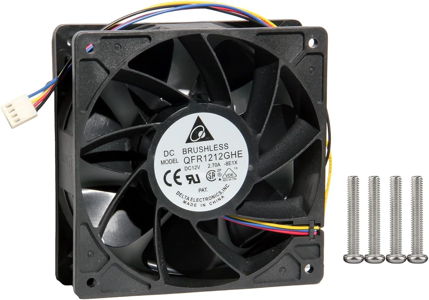 ToionZin Original Delta QFR1212GHE 12VDC 2.7A 120x120x38mm 4-Pin Cooling Fan for Antminer s19 S9 L3+ High Airflow PC Case Mining Cooling Fan 6000RPM