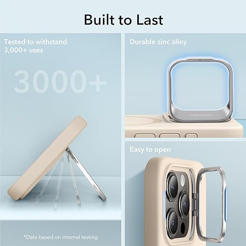 Miniatura 8 de ESR Funda para iPhone 15 Pro, funda de silicona MagSafe con soporte, protección de grado militar, soporte integrado para cámara, funda magnética