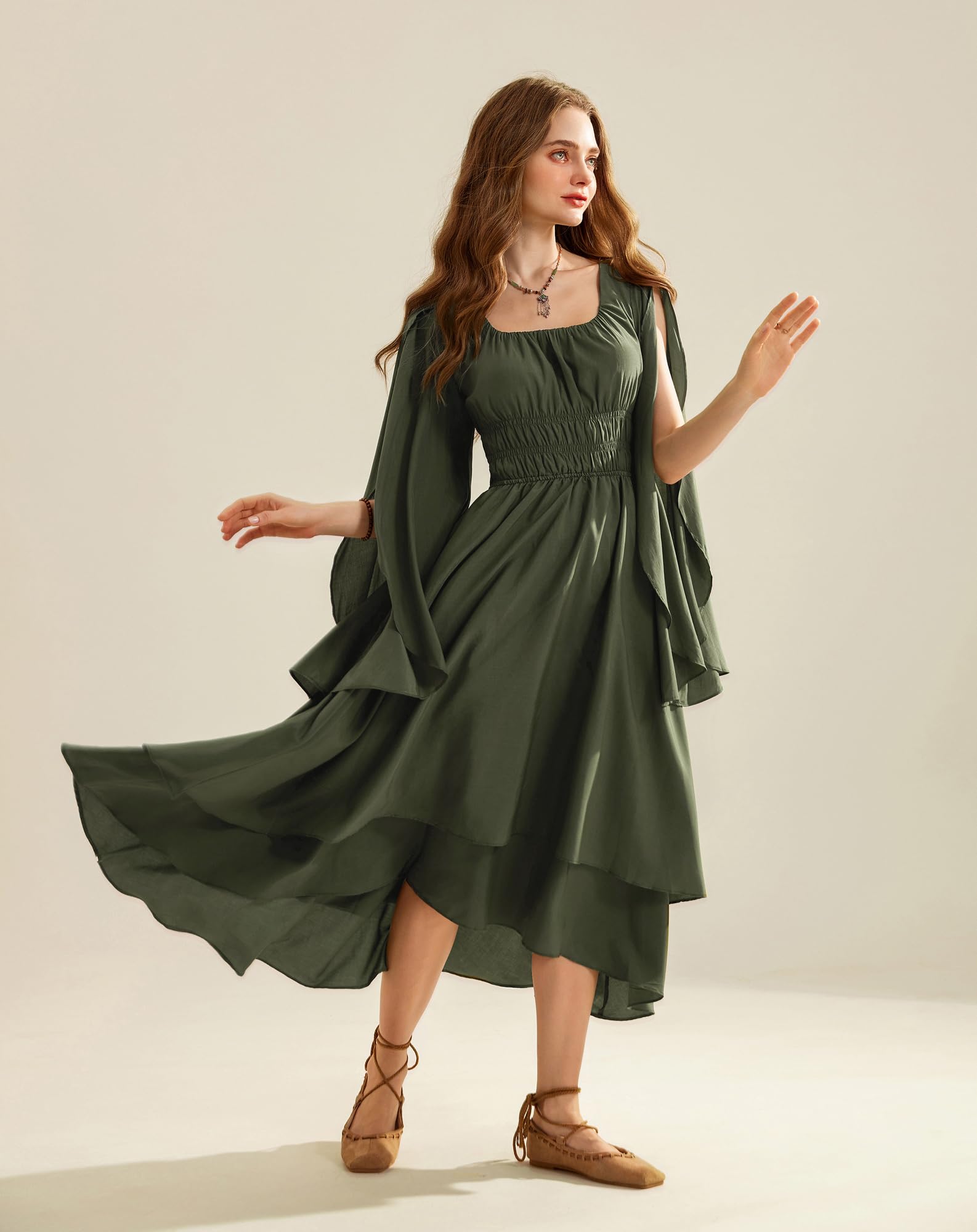 SCARLET DARKNESS Damen Renaissance Corsagenkleid Mittelalter High Low Lange Swing-Kleid