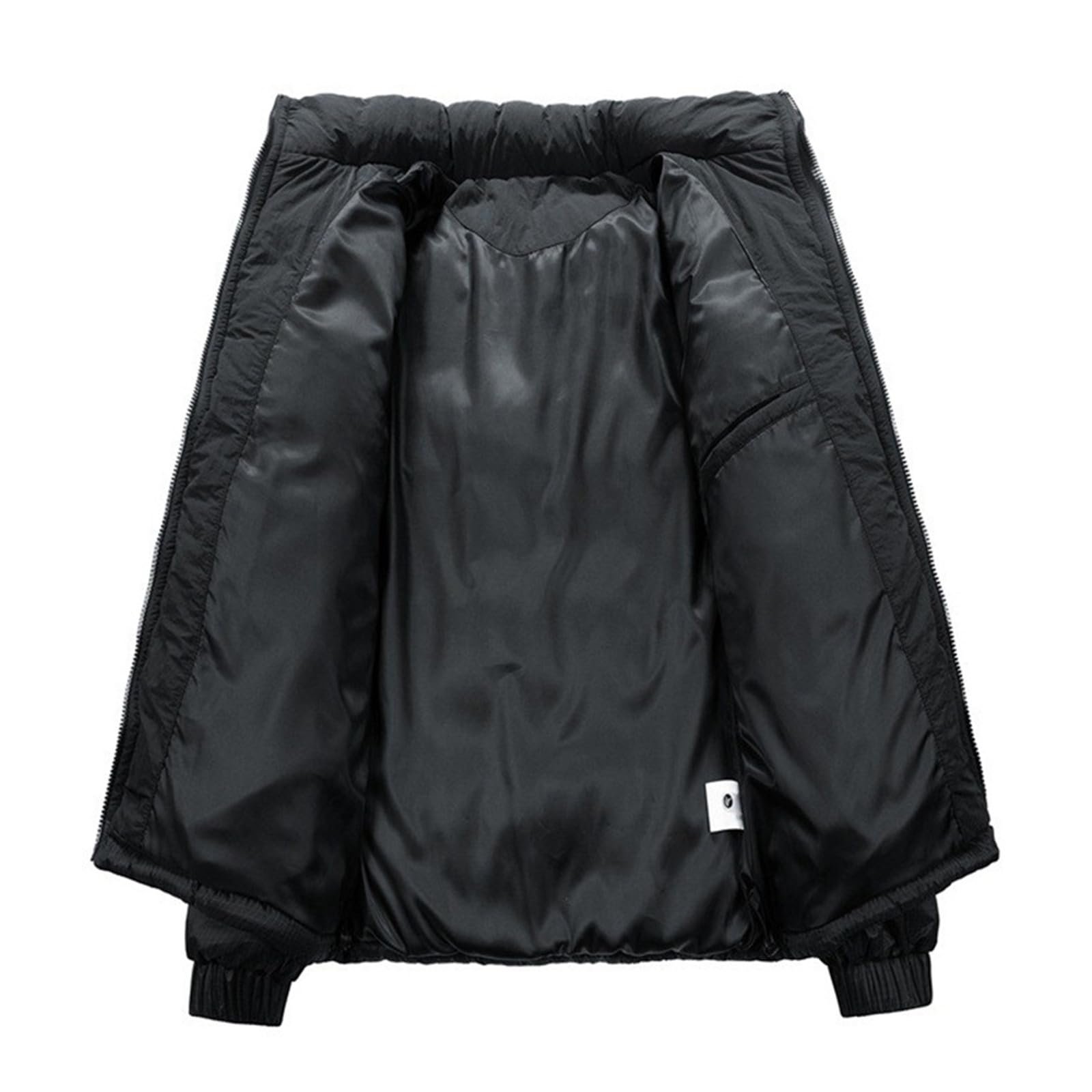 Generisch Cappotto a soffietto da uomo, tinta unita, con colletto alto, piumino ispessito, giacca invernale calda, trapuntata, leggera, con tasche, per autunno e inverno