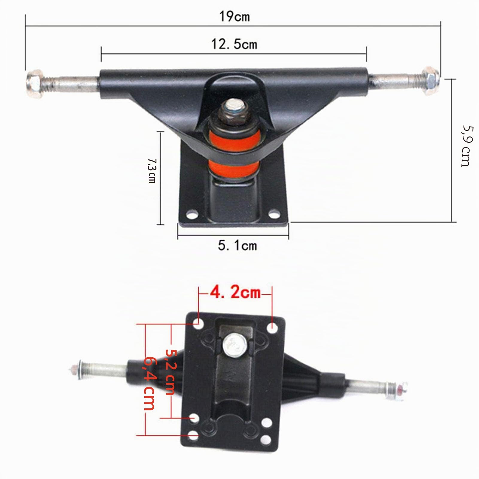 Skateboard-Achsen und Zubehör-Set, Skateboard-Räder, Skateboard-Achsen, Riser-Pads, Hardware-Kit, geeignet für 19,1 cm bis 8 Decks