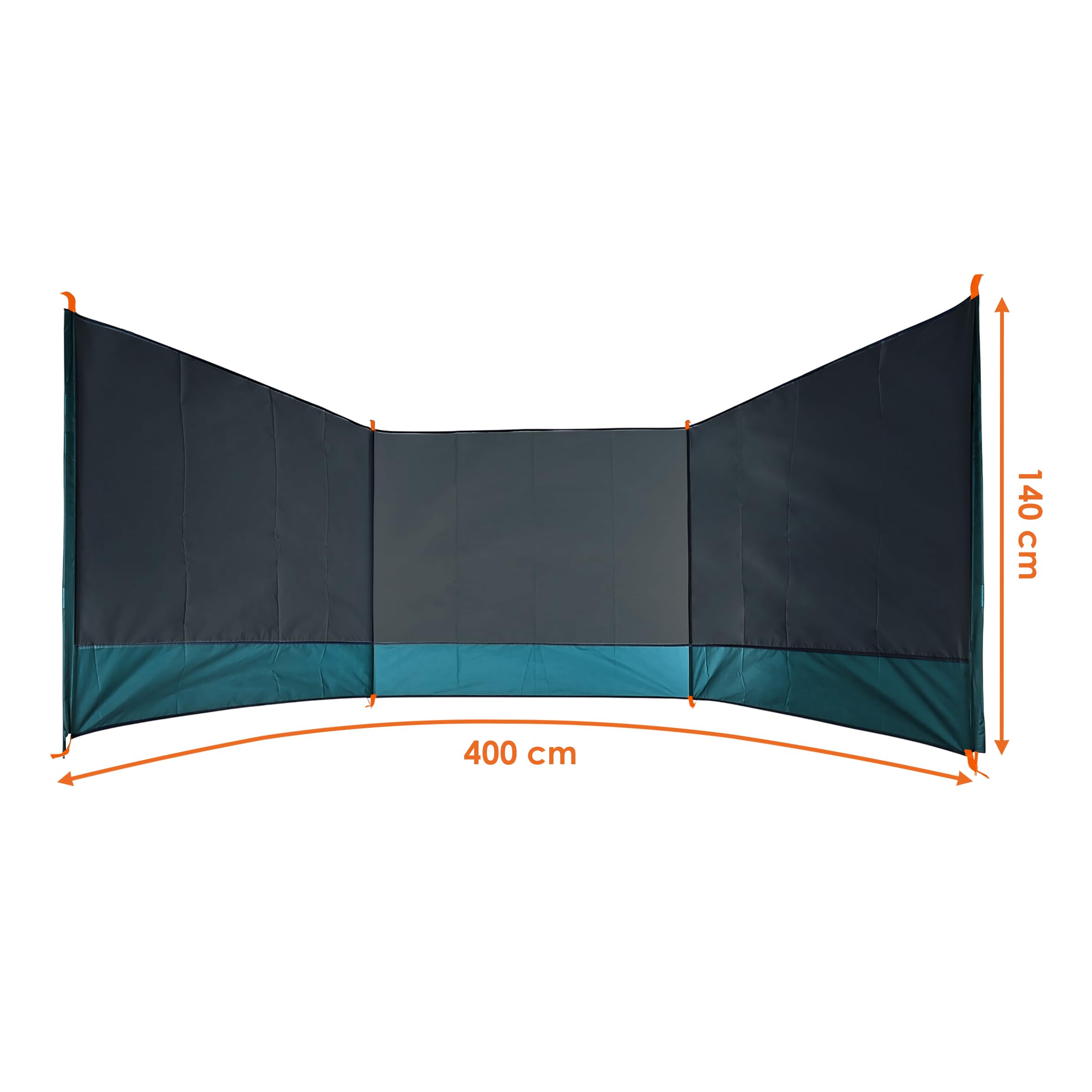 Strand Windschutz grau mit Tragetasche - 400 x 140 cm - Camping Sichtschutz mit Seil und Heringen - Strandzaun Blickschutz See Meer Garten Pool Sicht Schutzwand Spanische Wand