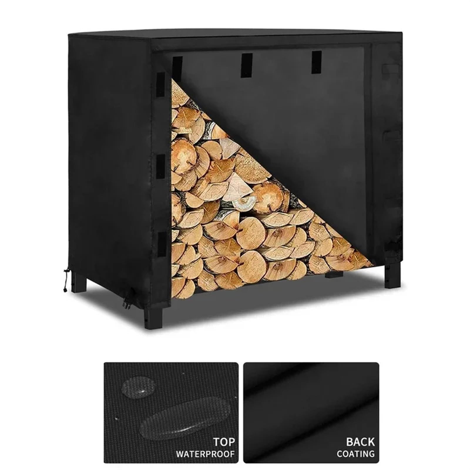 Funda para Estantería De Leña Funda for leña, Tela Oxford, Funda for leña Gruesa, Chimenea for Exterior, Rejilla for leña, Funda Impermeable Cubierta para Estante De Leña(244X61X104cm)
