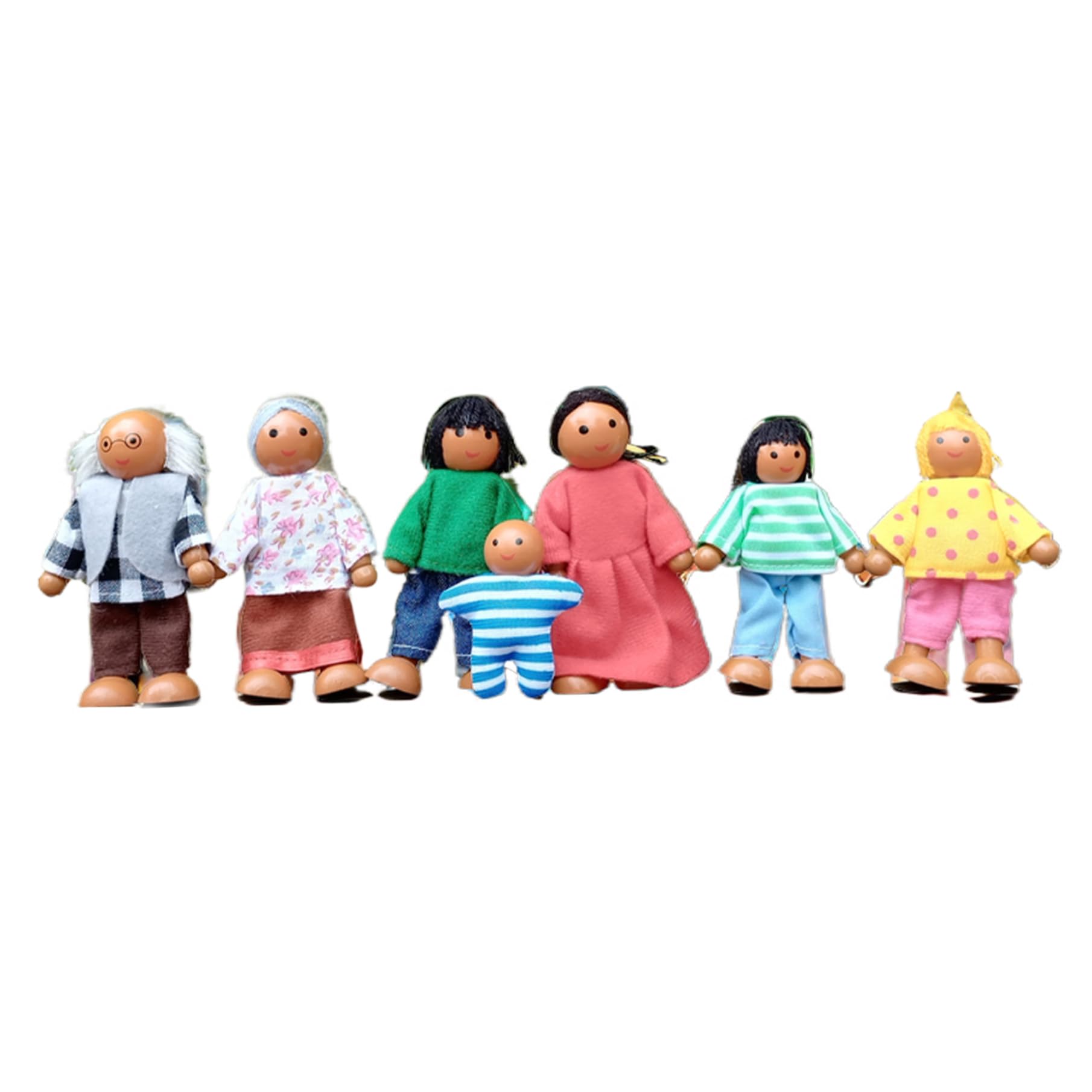 Wooden People Figures|7PCS Dollhouse People Simulation Wooden Dollhouse Adjustable Posture Doll House Figures Delicate & Cute for Girls Toddler Kids Play