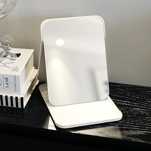 Miniatura 3 de LONGSHENG - SINCE 2001 - Espejo de escritorio, espejo de tocador plegable portátil, espejo de mesa con soporte para cosméticos, belleza personal,