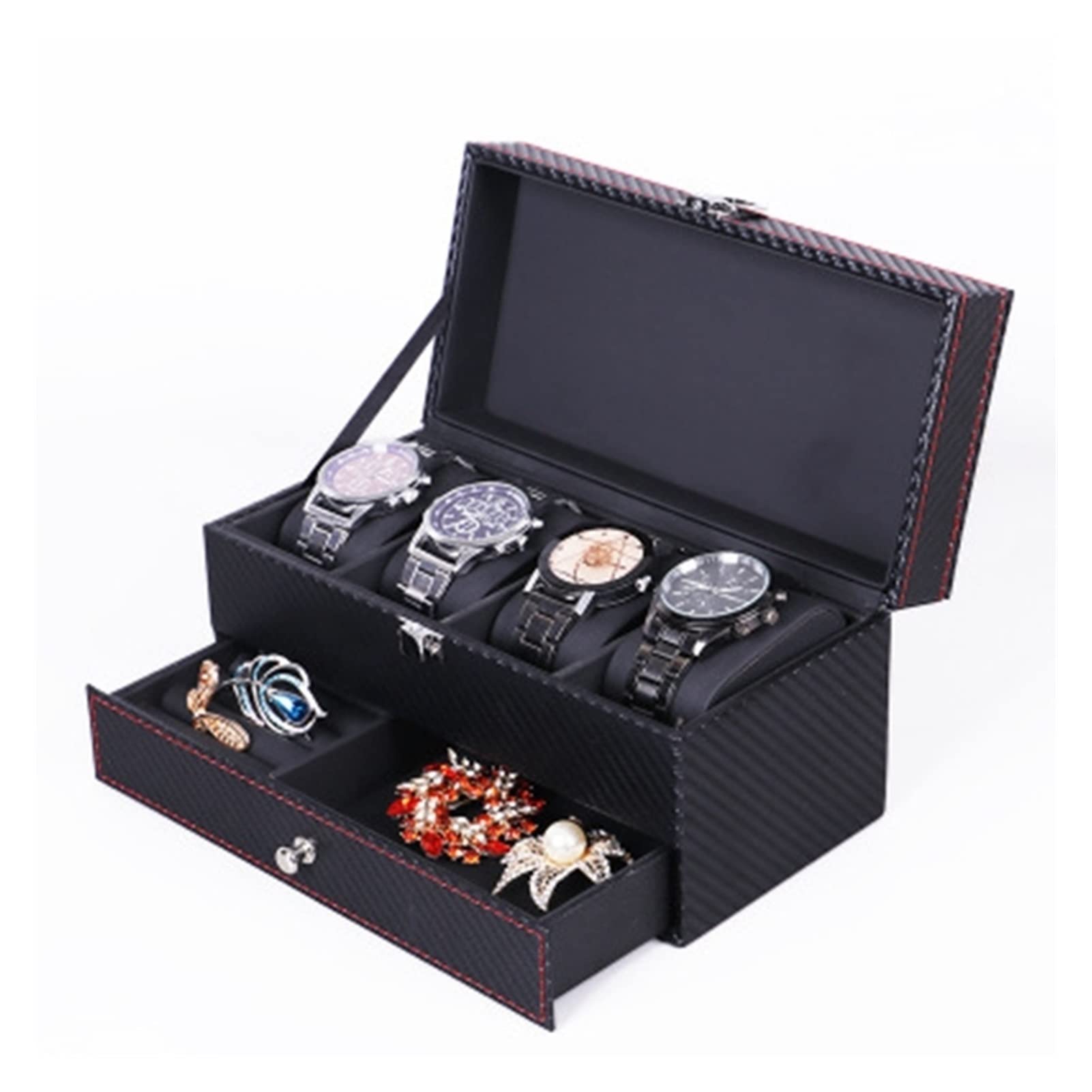 ANVLOJRIH Watch Box Watch Tray Double Layer 8 Grid Box Jewelry Display Storage Suitable for Home Decoration Watches Box