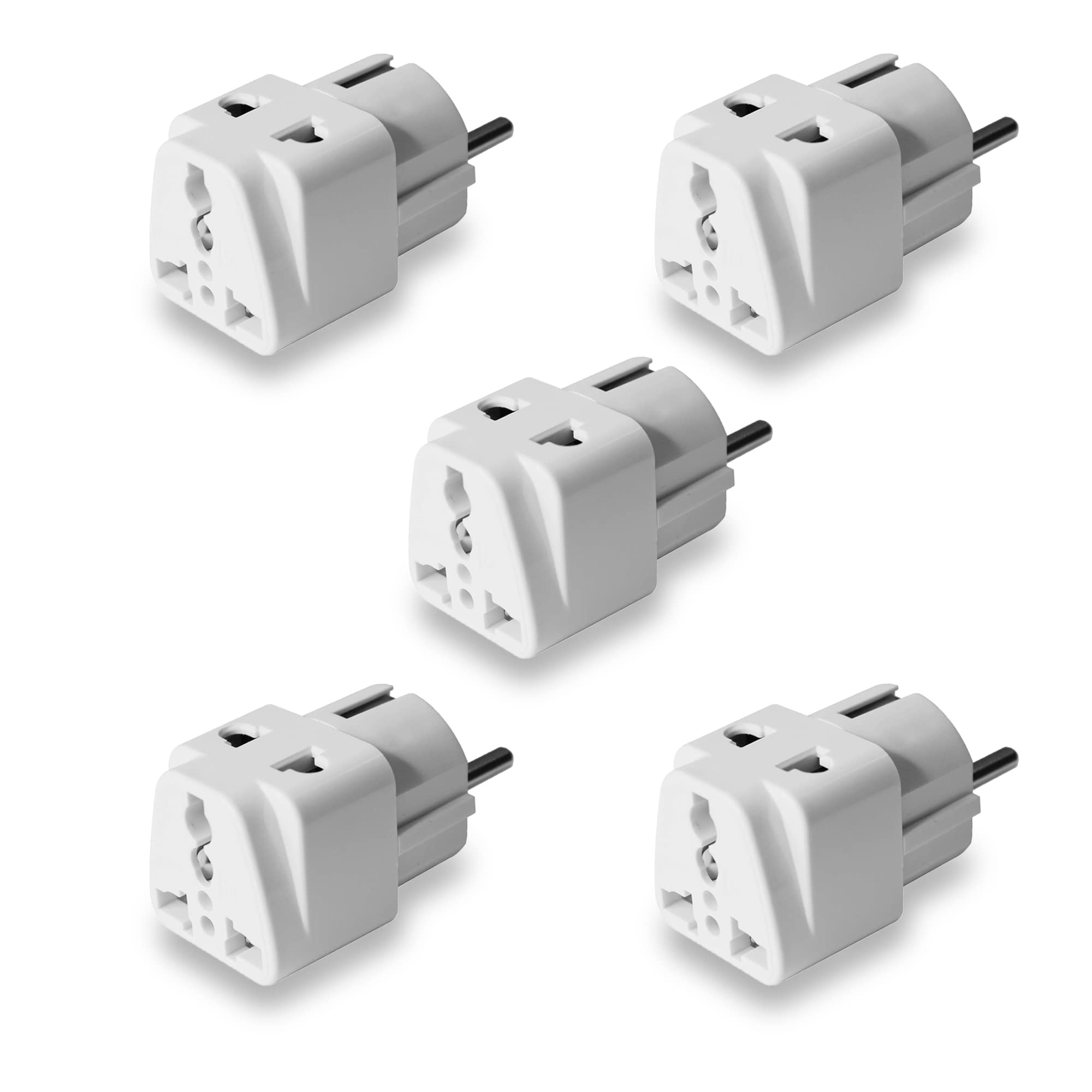 MX Conversion Plug Europe Type Schuko Plug to Universal Socket and 2 pin Socket Worldwide Travel Adapter White (Pack of 5 White)-image-17
