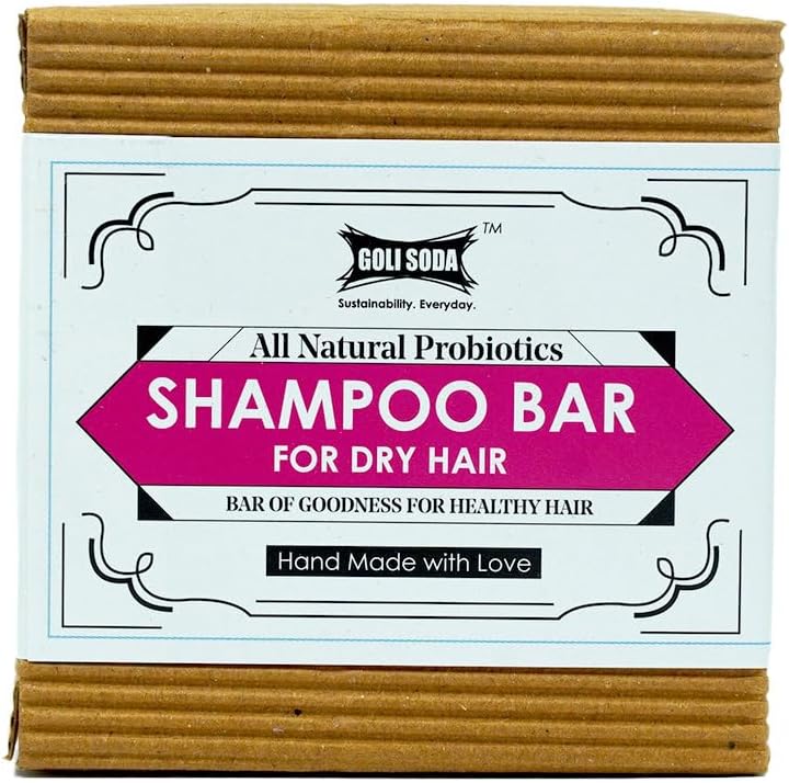 Goli Soda All Natural Probiotics Shampoo Bar for Dry Hair โ A Mild Everyday Shampoo for Frizzy and Dry Hair with Natural & Sulphate-Free Ingredients for Deep Moisturization.
