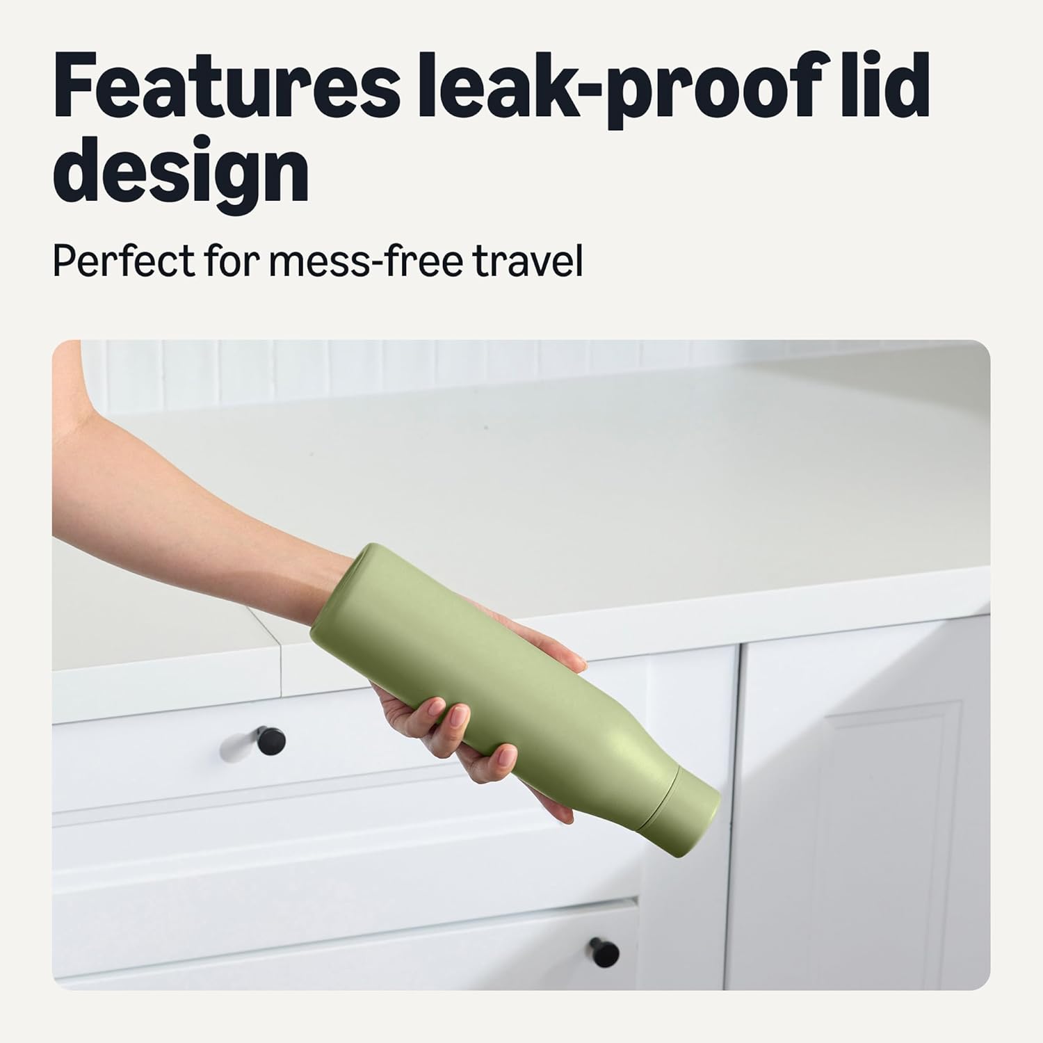 Amazon Basics Insulated Stainless Steel Water Bottle, 20 oz., BPA-Free, Olive - Image 4