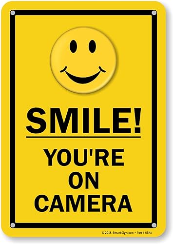 Miniatura 8 de SmartSign Letrero de metal con la frase "Smile You're On Camera" de 24 x 18 pulgadas con agujeros pre-limpiados, aluminio laminado inoxidable de 80
