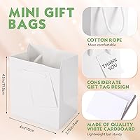 Vista 3 de Silkfly 150 mini bolsas de regalo a granel, 4 cajas extra pequeñas de 2.75 x 4.5 pulgadas con asas, bolsas de papel en miniatura con etiquetas