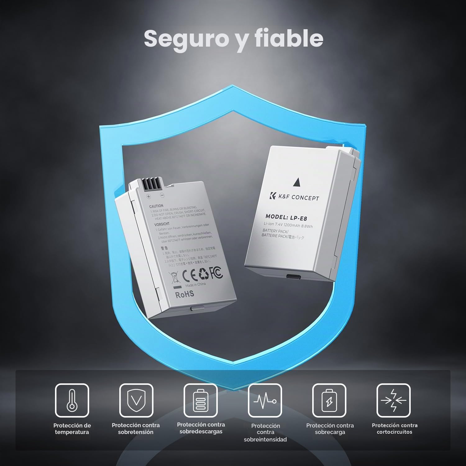K&F CONCEPT Batería LP-E8 y cargador de batería de doble ranura para cámaras digitales Canon EOS Rebel T3i T2i T4i T5i, EOS 600D 550D 650D 700D, Kiss X4 X5 X6 X7, LC-E8E