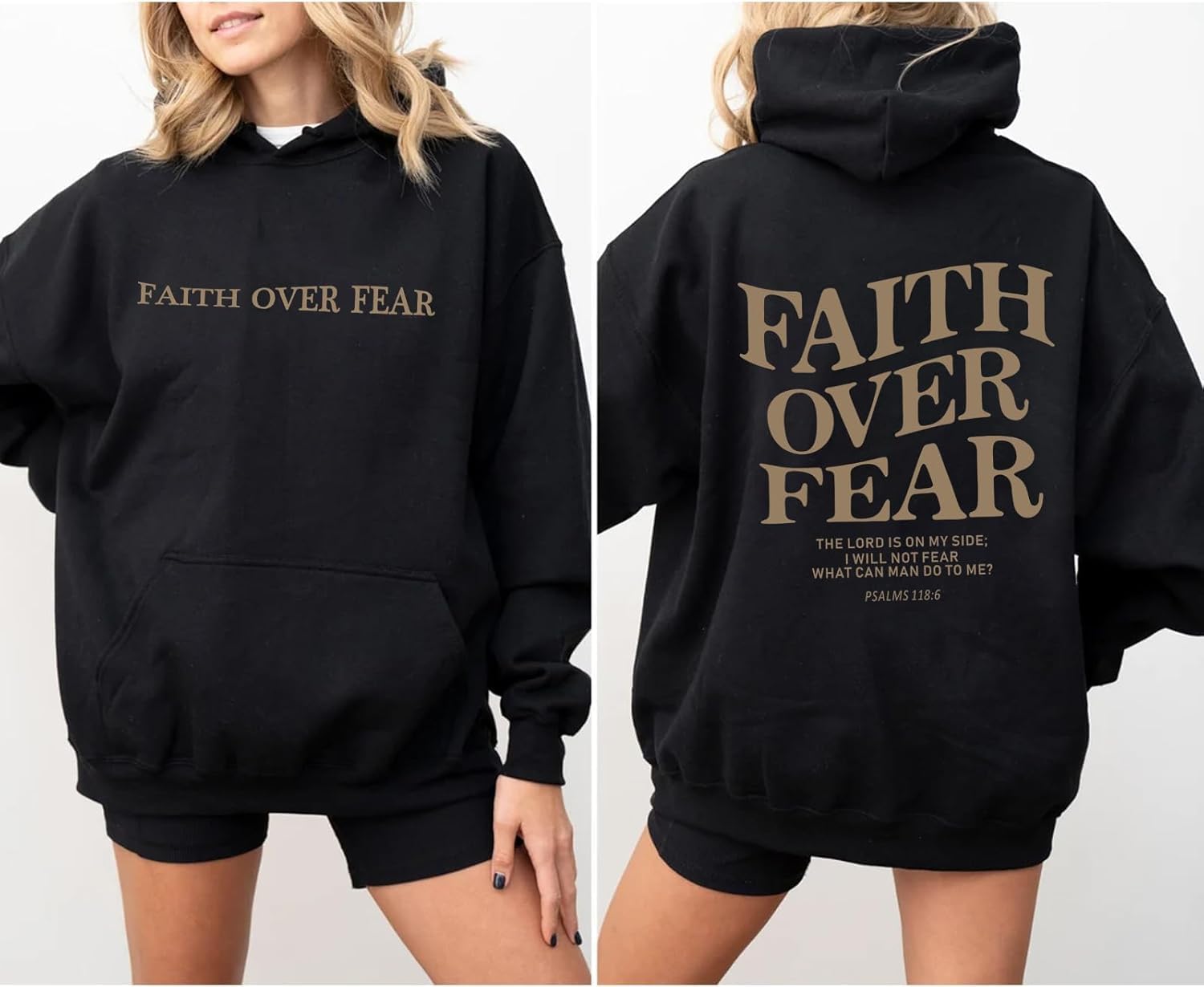 Faith Over Fear Hoodie Christian Faith Sweatshirt Jesus Loves You Hoodie Christian Religious Sayings Pullover Sweater - Image 5