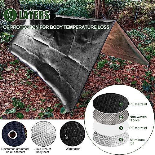 E EASTSTORM 7×5ft Heavy Emergency Blanket,Thickened Bivvy Bag Survival Rescue Blanket Reusable,Tarpaulin Waterproof Reflective Tarp Three layers of Protection for Outdoor Camping - Image 2