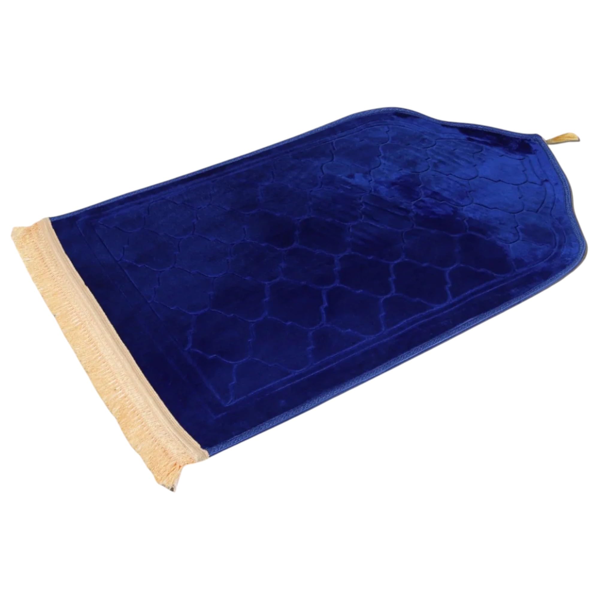 HADIYAH Dome Design Premium Janamaz | Prayer Mat with Name Customisation Option | Soft Velvet Prayer Rug | Blue-image-49