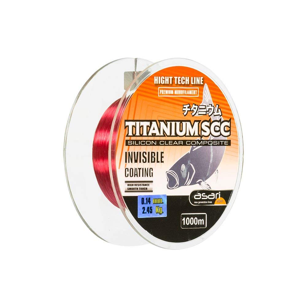 Monofilament de précision ASARI TITANIUM SCC rouge 0,18 mm nylon premium en format 1000m