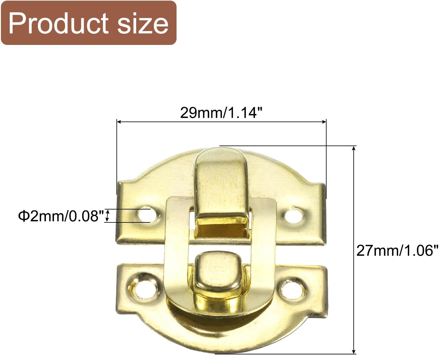 4 Pcs Hasp Clasp Latch Lock, 29 x 27mm Decorative Retro Box Toggle Latch Metal Buckle Hasp Lock with Screws for Jewelry Box Suitcase Toolbox Wooden Case, Gold