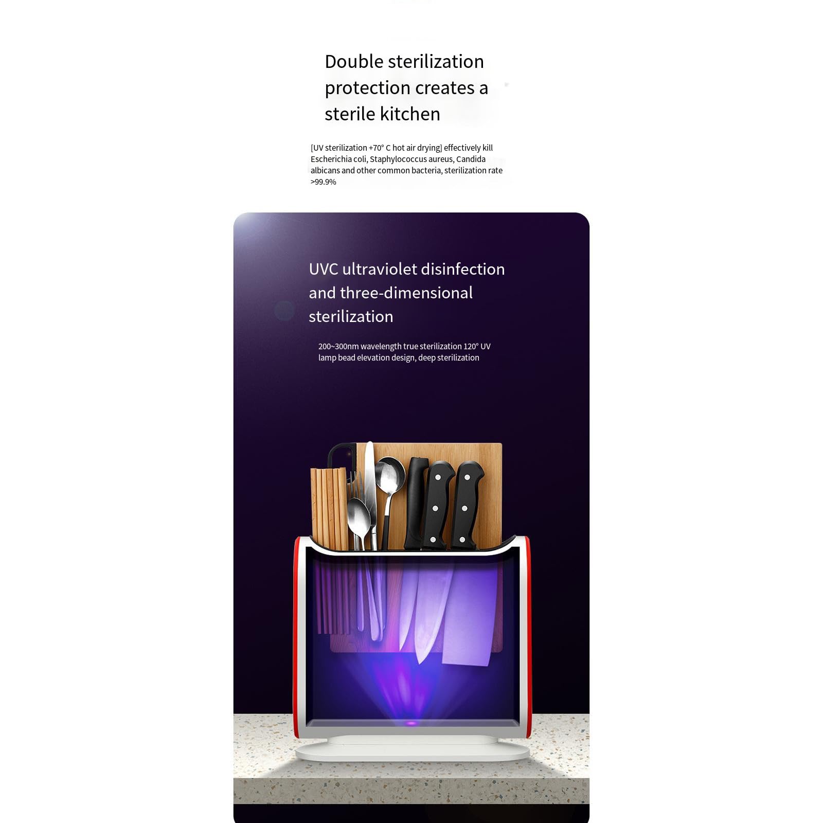 Máquina de desinfección de cuchillos y palillos, soporte inteligente Uv para cuchillos domésticos, tabla de cortar, secador de tabla de cortar