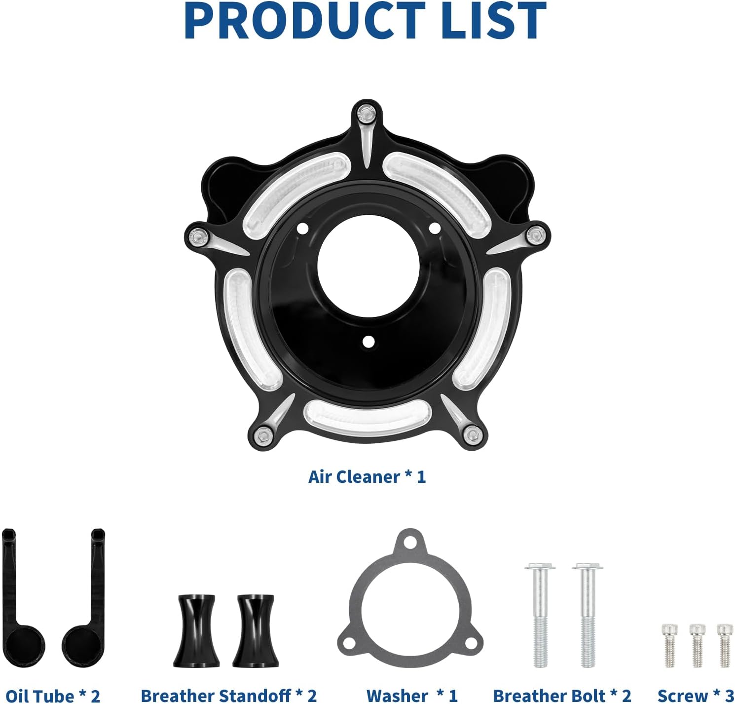 Air Filter Air Cleaner Intake Replacement Kit Fit for Harley FXDLS 2017 Softail 2016-2017 Touring and Trike 2008-2016 (Black Housing Blue Filter Element)
