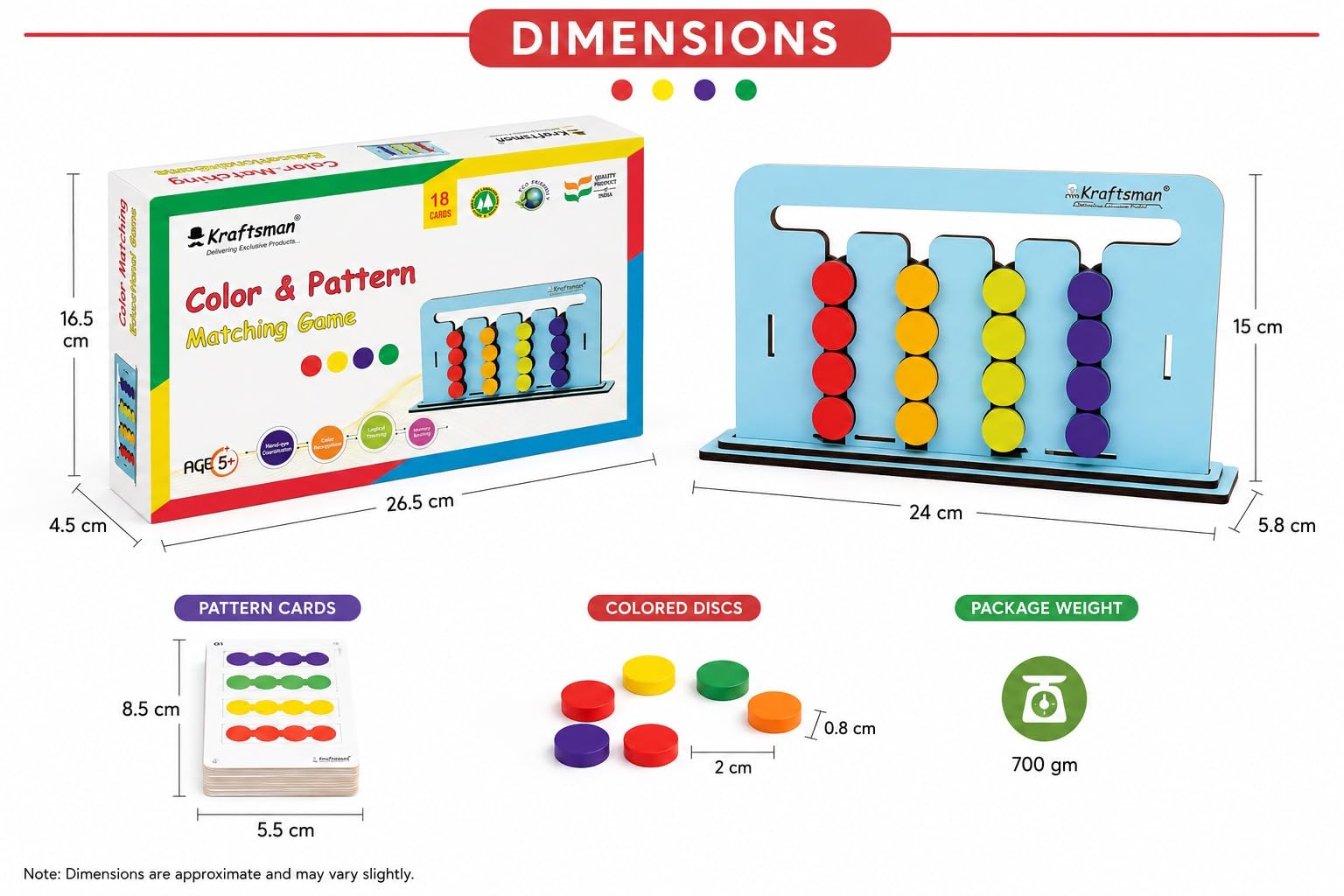 Braintastic Wooden Color and Pattern Matching Fun Learning Game Baord for Kids 4+ 2