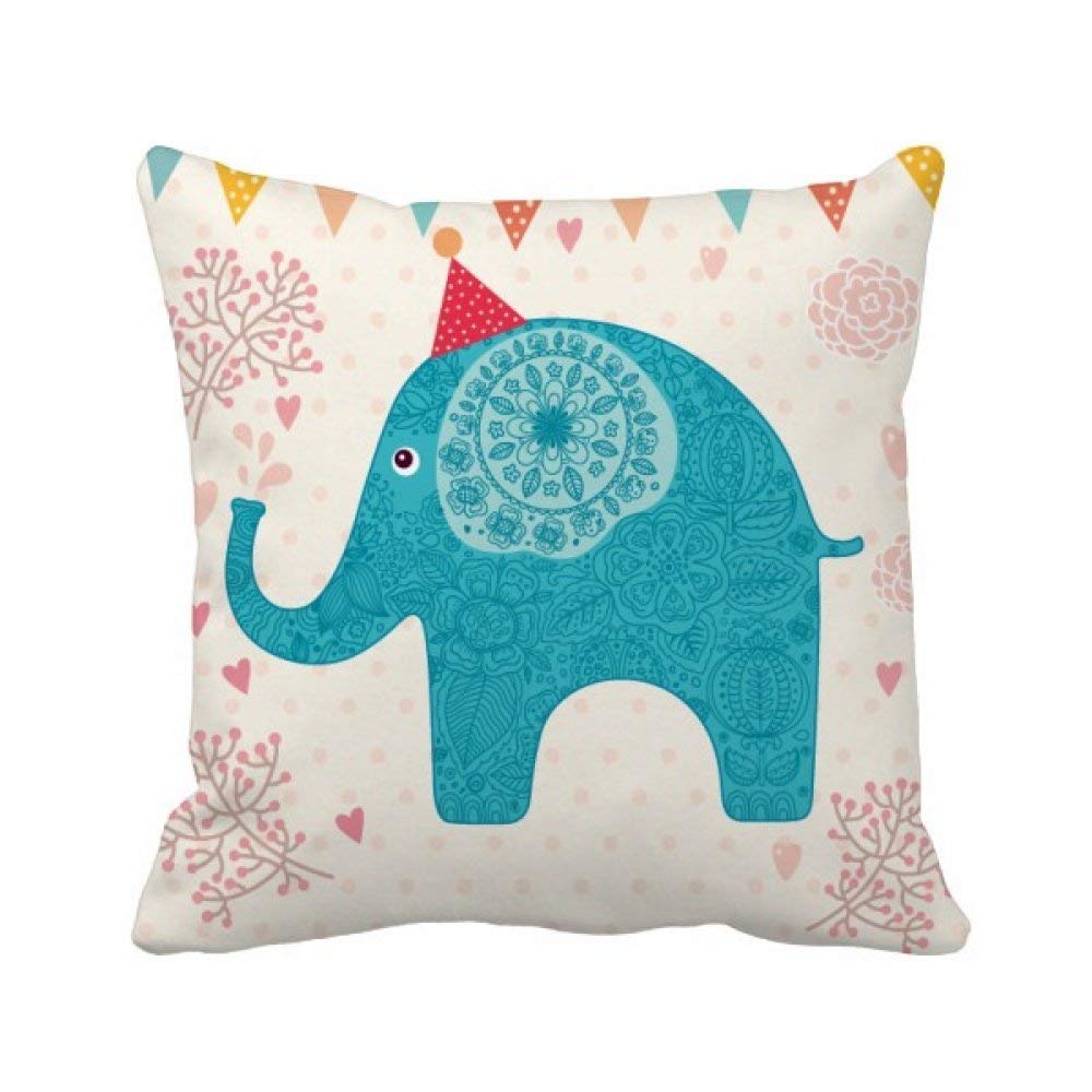 Coussin éléphant chapeau rouge taie oreiller carré 40x40 déco salon