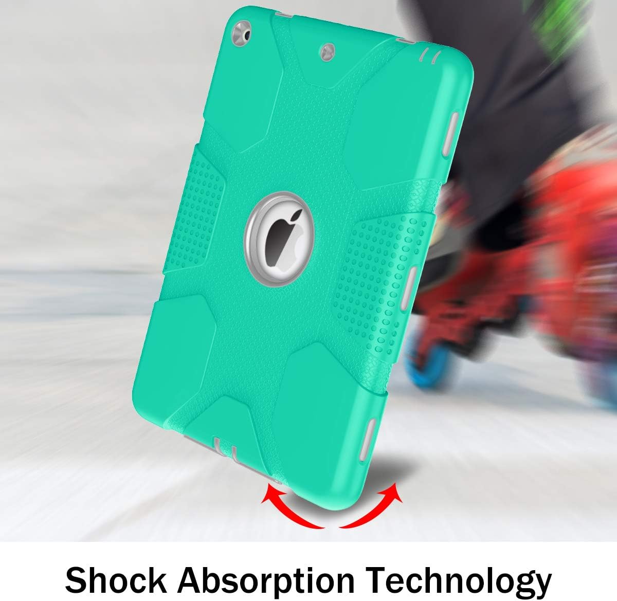 Hocase iPad 5th/6th Generation Case, iPad 9.7 2017/2018 Case, Shockproof Heavy Duty Soft Rubber Bumper+Hard Plastic Hybrid Protective Case for iPad A1822/A1823/A1893/A1954 - Teal