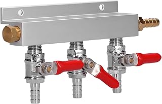 3-Wege-Gasverteiler, CO2-Verteiler, Luftverteiler, 5/16 Zoll Widerhaken/Stiel, Splitter, Bier, Integrierte Rückschlagventile, Heimbrau-Bierherstellung, Brauwerkzeug