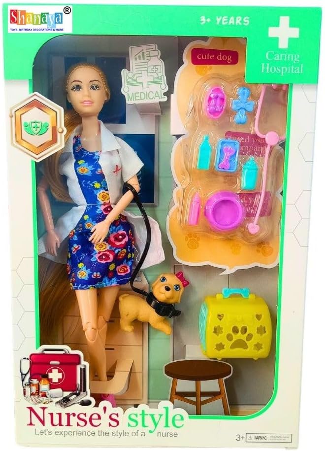 SHANAYA Doll Playset for Girls| Includes Doll, Pet Dog, Dog Accessories | Pretend Play Toys for Kids | Birthday Gift for Girls | Fun & Durable Toy Set for Creative Role Play