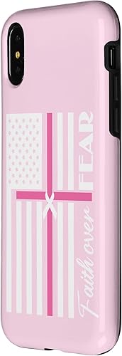 Miniatura 8 de Funda para iPhone 11 Faith Over Fear Breast Cancer Awareness - Cinta rosa con bandera de Estados Unidos