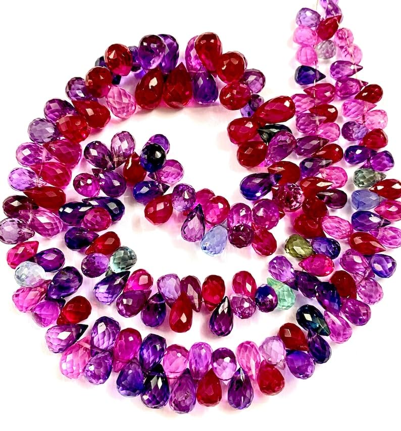 Perles à facettes en saphir violet rosé naturel de 5-8mm pour collier fait main