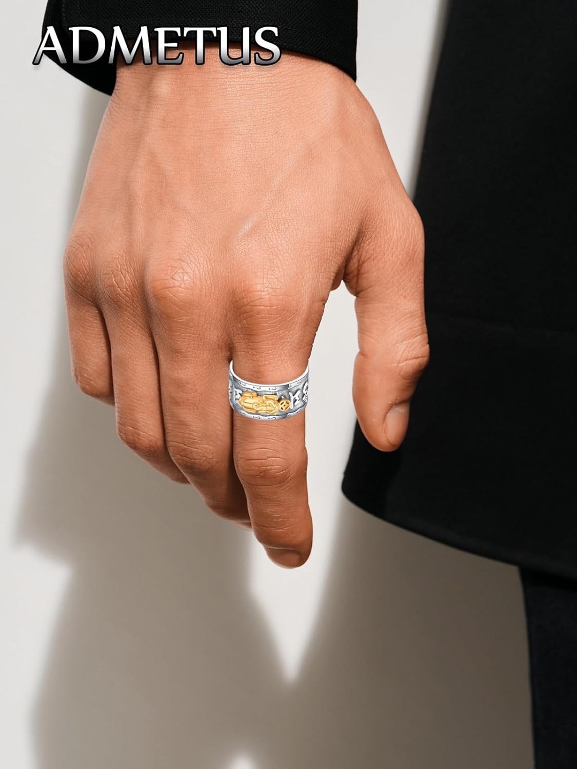 ADMETUS 925 Sterling Silver Feng Shui Rings Lucky Pixiu Band Rings for Men Fengshui Ring Jewelry Gifts for Men Rings Size 7-13 - Image 3