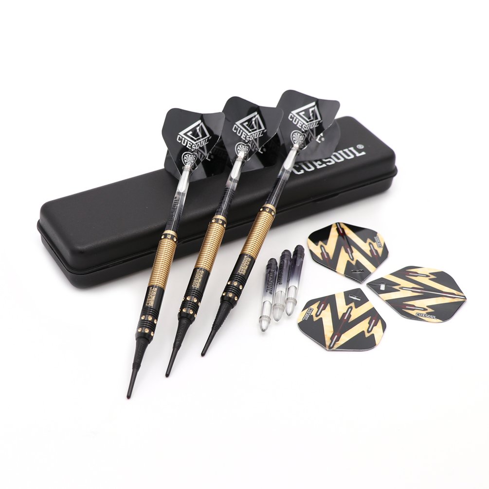 CUESOUL 16g weiche Spitze Darts Set dauerhaft 6 Wellen 3 Flüge 3 Fässer + schlanker Fall für elektronisches Dartboard