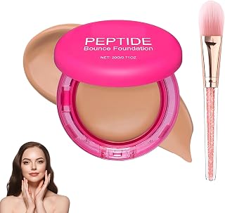 Peptide Bounce Foundation Hydrating Skin Tint 0.71 oz - Lightweight Buildable Coverage - Long Lasting Natural Finish - Moisturizing Cream Concealer Evens Skin Tone (Dark Skin Color)