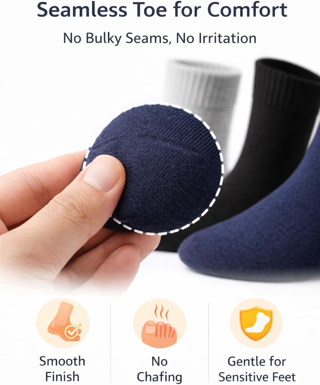 Thermal Crew Socks for Men & Women (3 Pairs) Soft Terry Lined Cotton, Seamless Toe, Warm Winter Comfort- Sockverse - Image 5