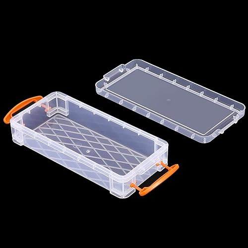 Miniatura 3 de Paquete de 12 cajas de lápices transparentes de gran capacidad, 8.5 pulgadas, 3 colores, apilables, con pincel transparente, caja de almacenamiento,