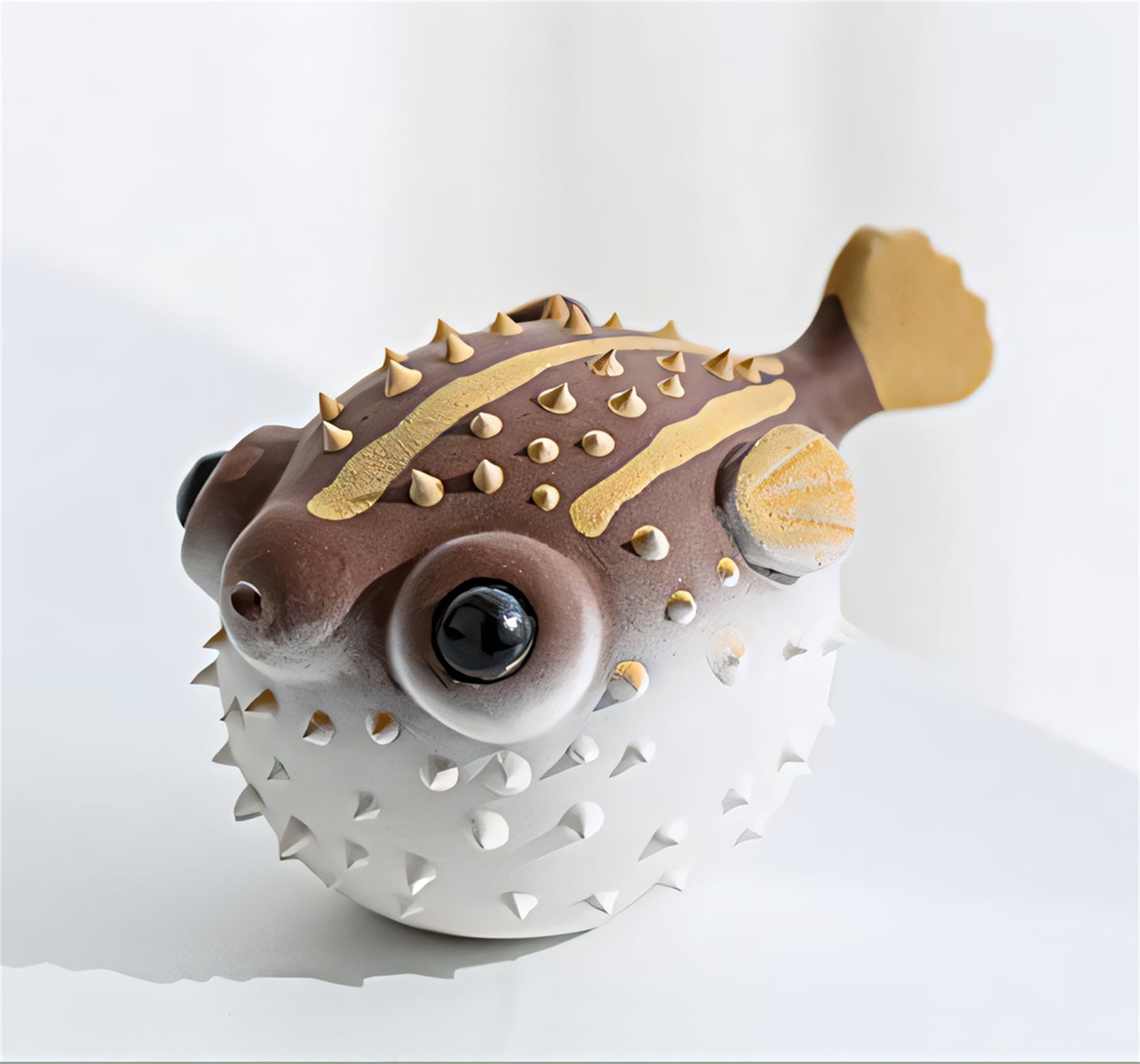 Yixing Purple Clay Tea Pet Puffer Fish Car Ornament Pure Handmade Statue for Tea Lover Home Office Fishbowl Decor