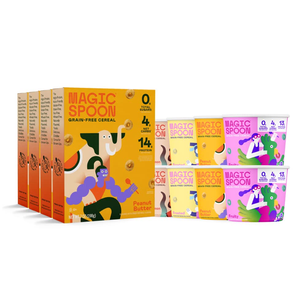 Magic Spoon Cereal, Variety 8Pack of Cups & Peanut Butter