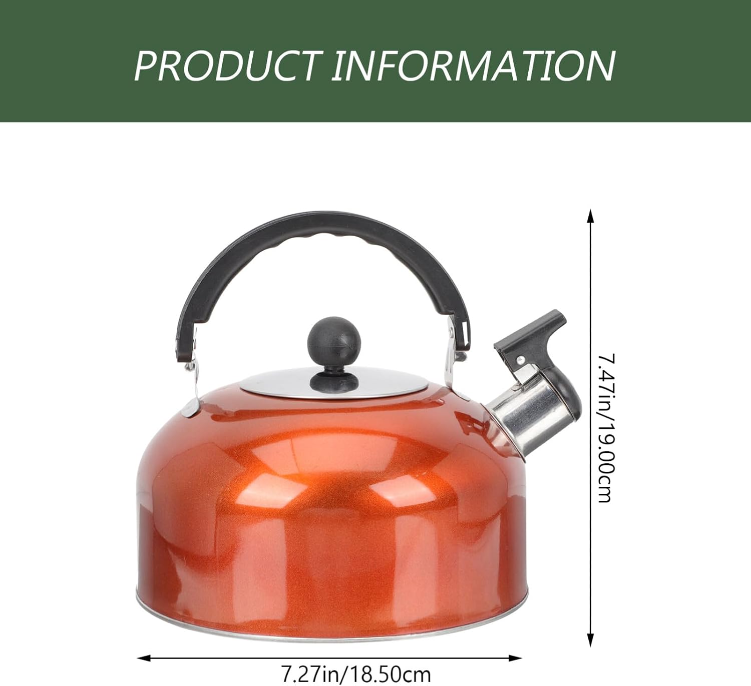 UPKOCH Whistling Tea Kettle Water Boiling Pot Stainless Steel Teapot Loud Sound Water Kettle 1.8l Stovetop Water Boiler with Anti Heat Handle for Home Kitchen Use Orange