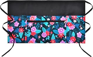 Half Apron With Pockets for Women, Server Aprons for Waitress Cute Kitchen Resturant, 6 Pockets half Waist aprons Water Oil Stain Resistant