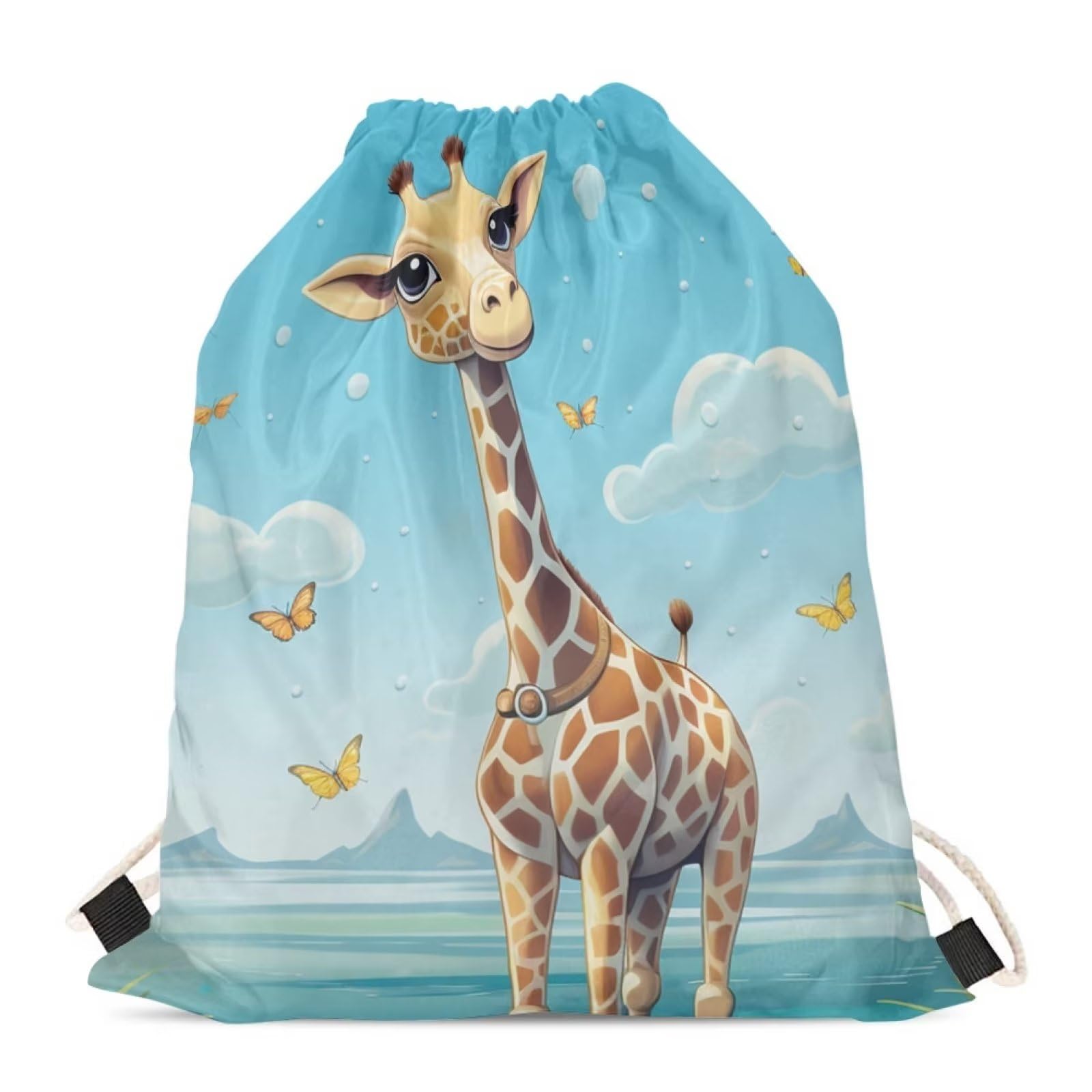Upetstory Animals Patterned Drawstring Gym Bag for Teens Kids, Cinch Backpack for School Gifts, Giraffe 3, Traditional — image 1