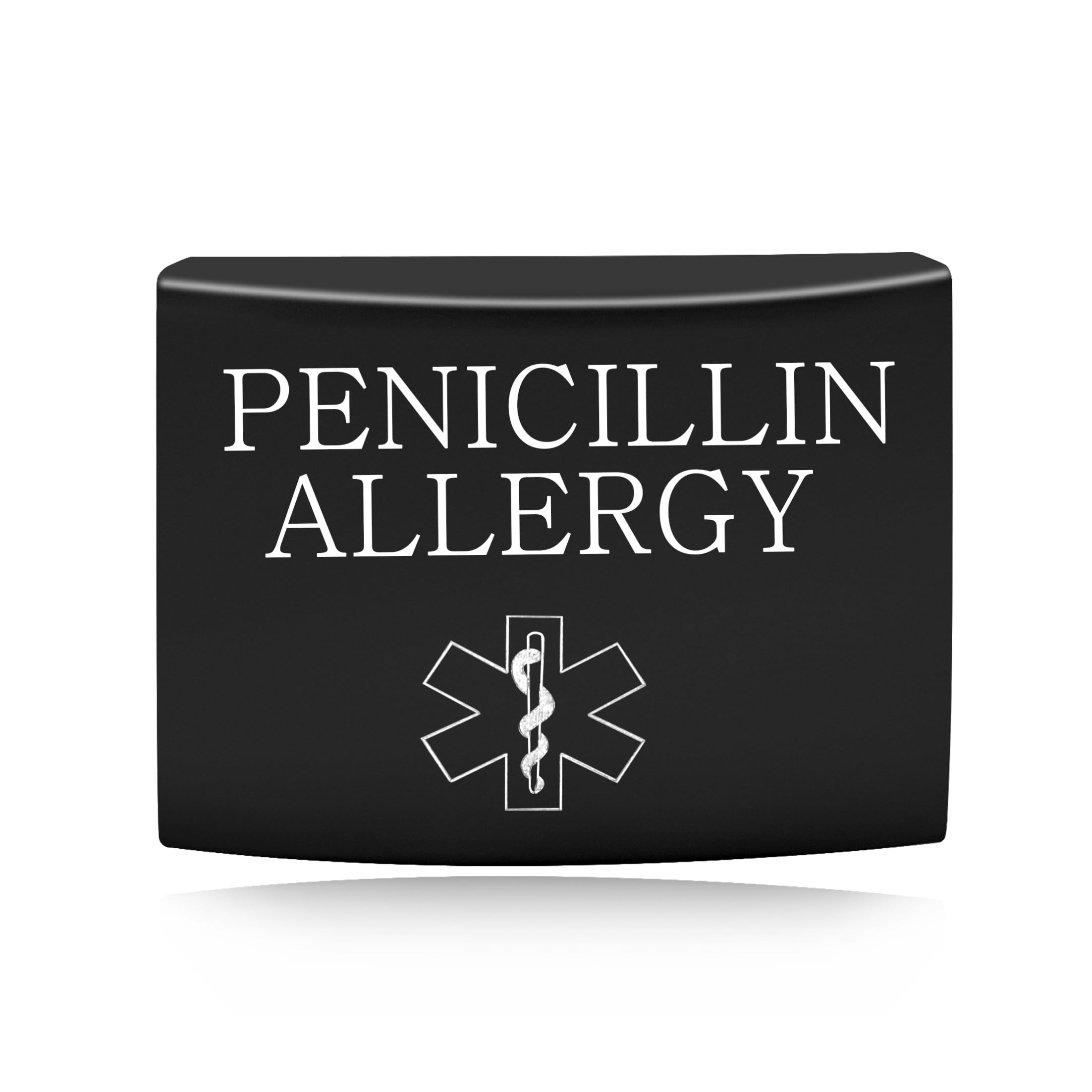 Oneress Stainless Steel PENICILLIN ALLERGY Alert Label, Engraved Health Safety Wristband for Fitness & Travel YA4313 Black-PENICILLIN