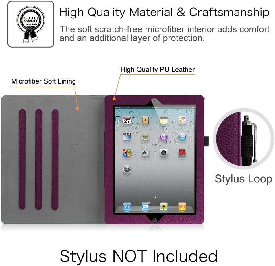 Fintie Case for iPad 4th Generation/iPad 3rd Gen (2012 Model), iPad 2 (2011 Model) 9.7 inch Tablet - [Corner Protection] Multi-Angle Viewing Smart Cover w/Pocket Auto Sleep/Wake, Purple : Electronics