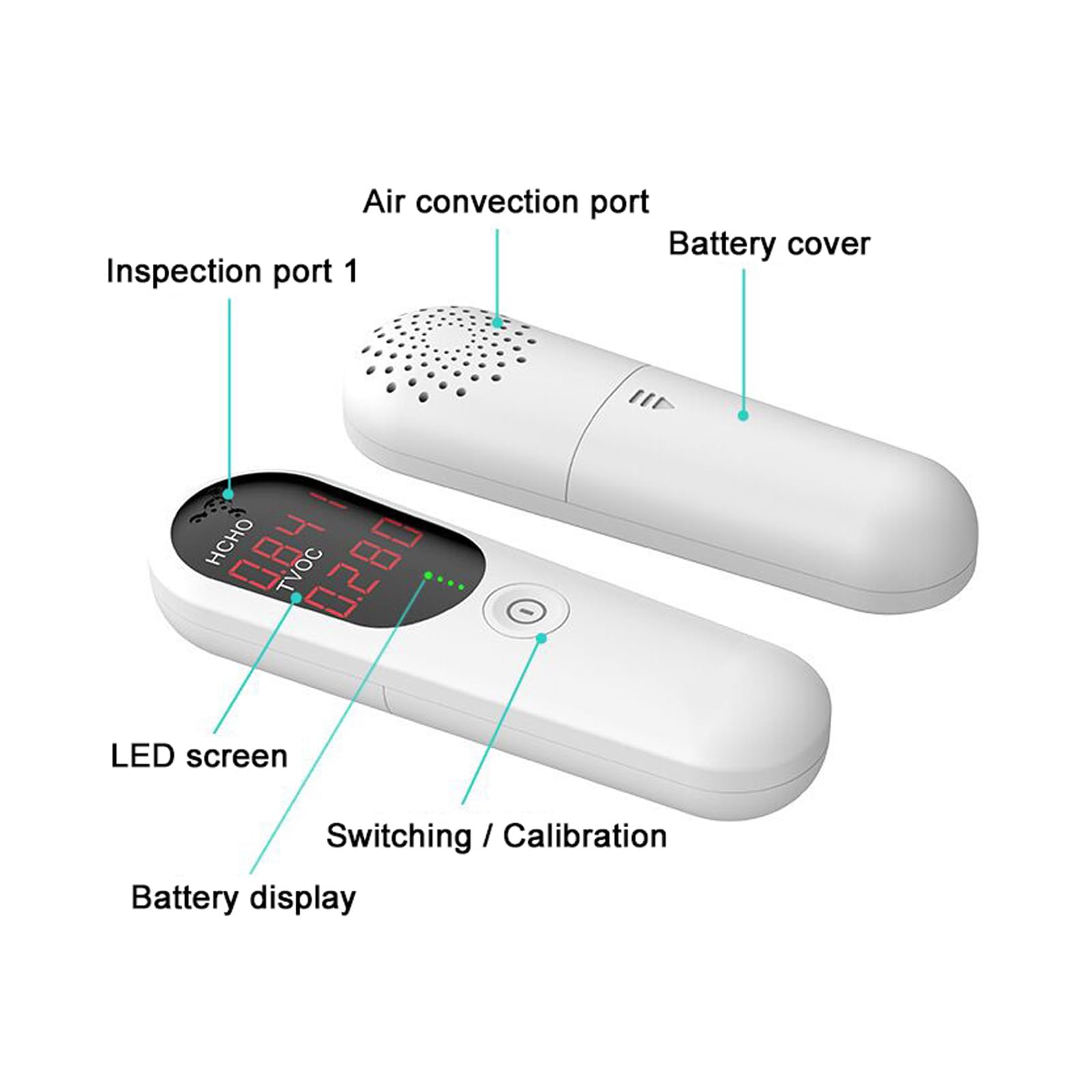 Portable Air Quality Monitor for House/Home, Supports Formaldehyde (HCHO) and TVOC Detection Led Digital Display