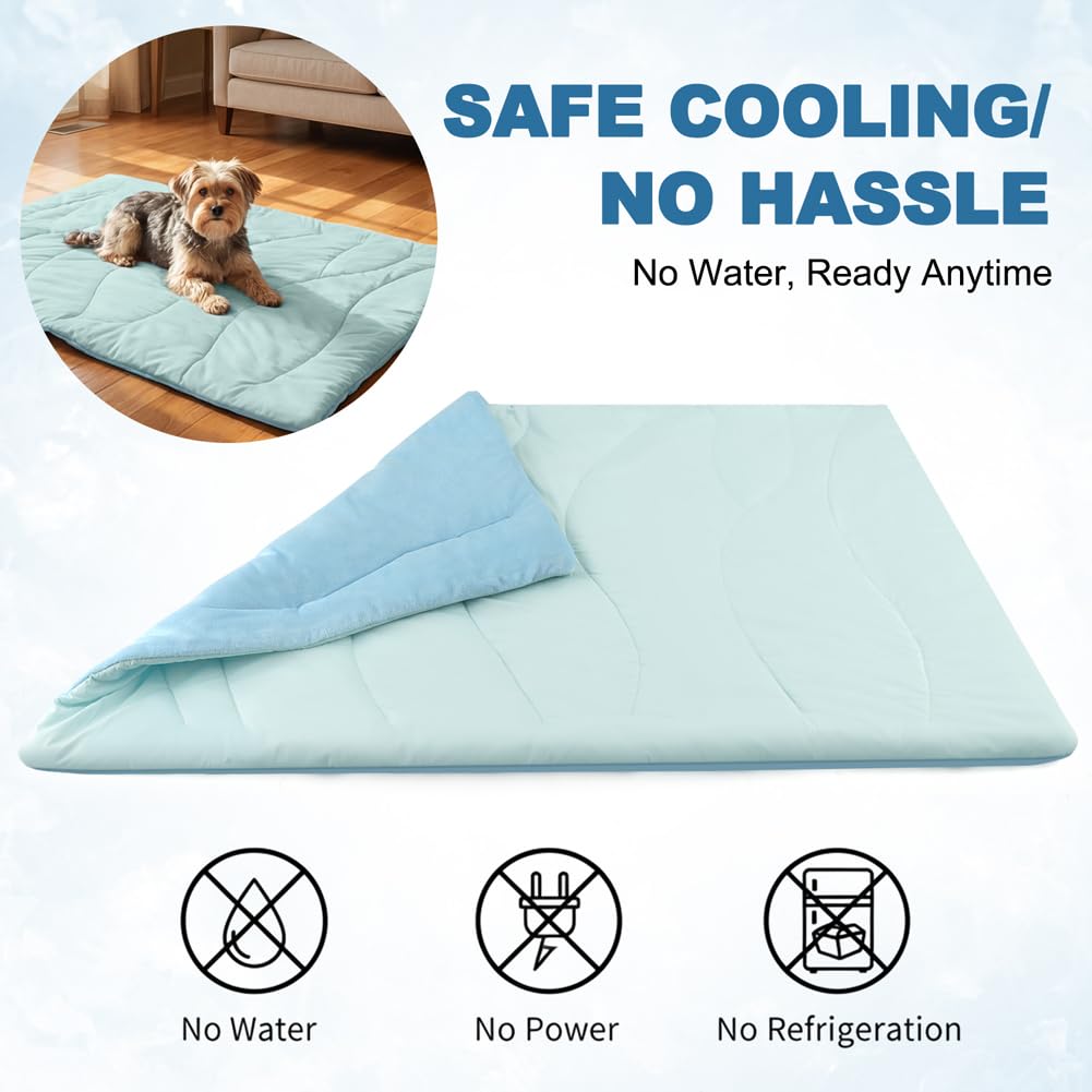 Tapis rafraîchissant pour chiens et chats – Tapis auto-rafraîchissant de 2,2 cm d'épaisseur (taille L 122 x 71 cm) – Lavable en machine, pas d'électricité nécessaire