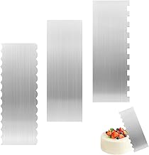 QWORK 3 Pieces 22 cm Stainless Steel Cake Straightener Cake Scraper for Cake Decoration