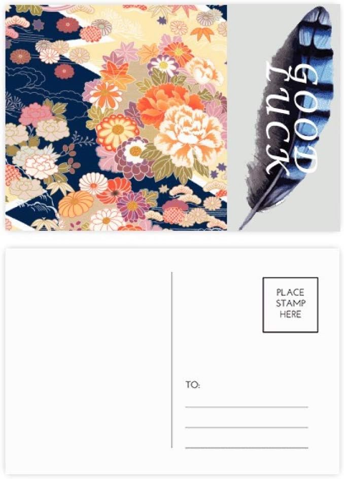 牡丹 メープルリーフ 柄 日本 福羽 ポストカードセット サンキューカード 郵送側 20枚