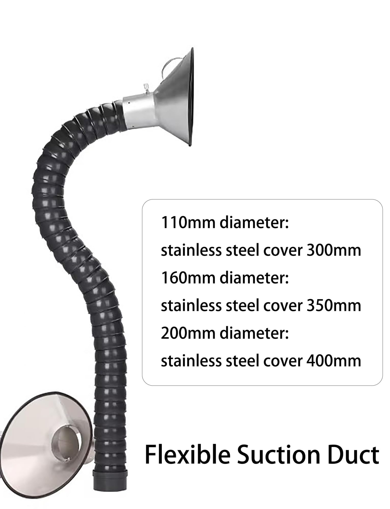 Brazo de extracción de humos ajustable con campana de succión, manguera de escape industrial flexible para soldadura y ventilación de laboratorio