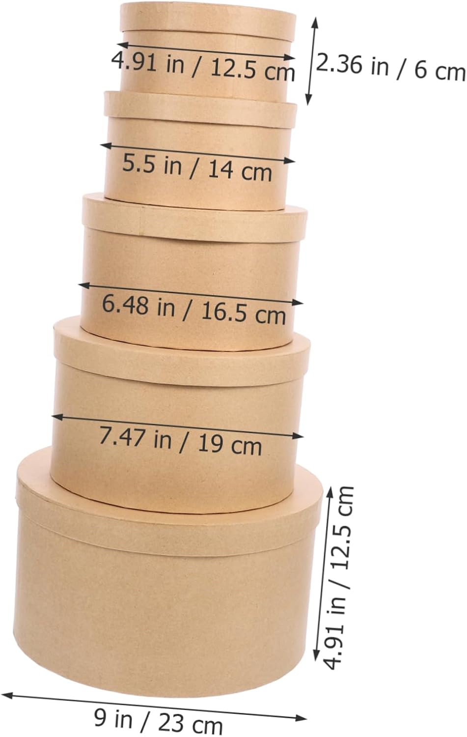 ANDRESLAD 1set Round Kraft Paper Boxes Set Storage Box for Candy Jewelry Perfume Wrapping Baking Storage Sweet Packing