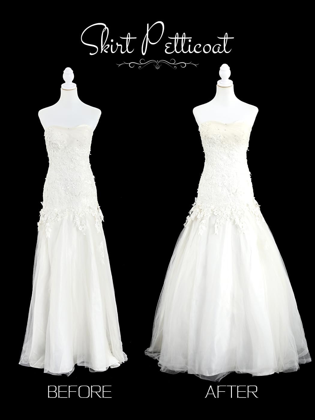 Urieo Hoopless Petticoat Crinoline A-line Slip Underskirt for Wedding Dress