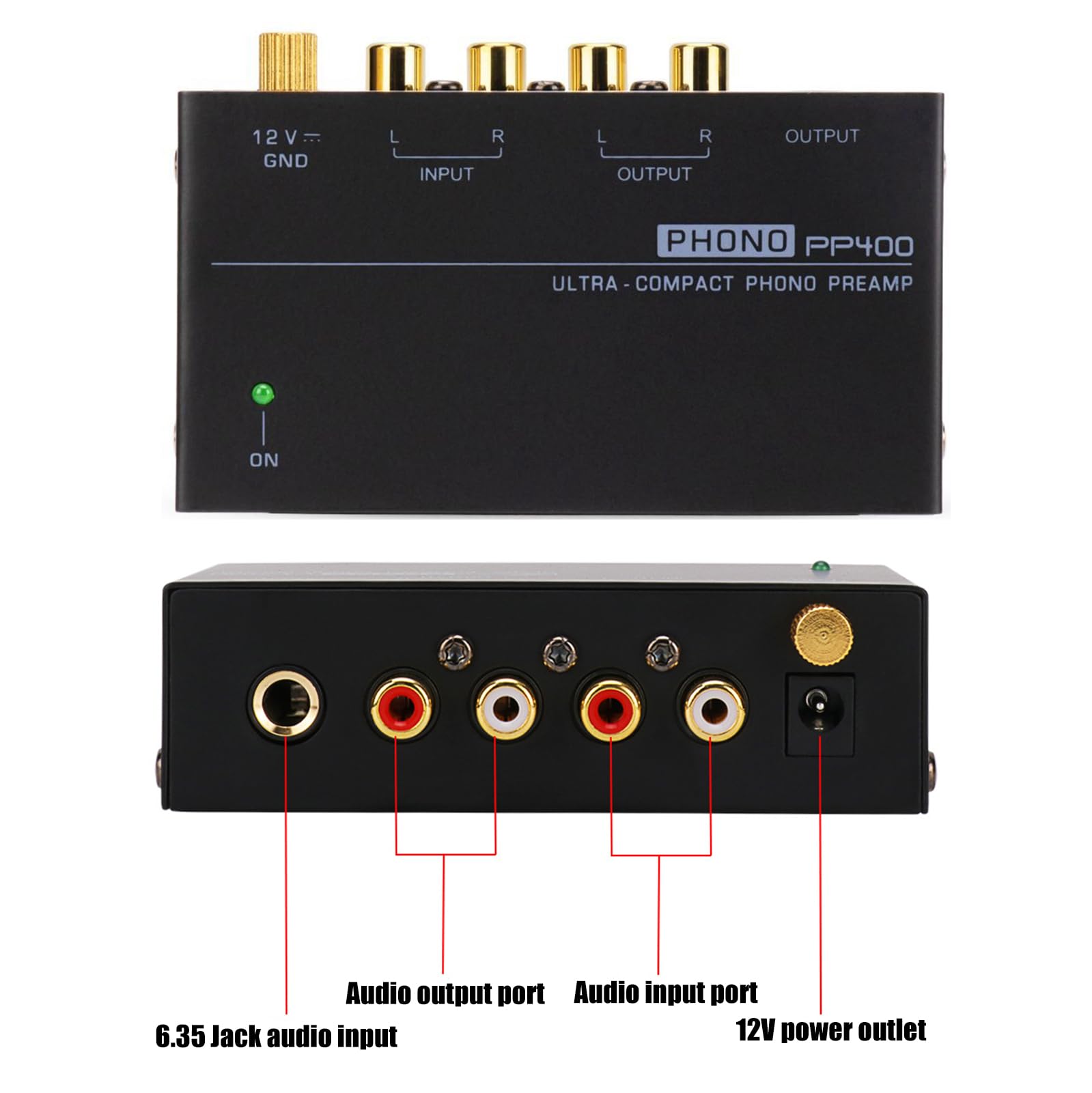 Nizirioo audiofilo M/M Phono preamplificatore con interruttore accensione 12V 1A RCA input output per giradischi